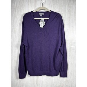 Daniel Cremieux V Neck Sweater Mens L Purple Supima Cotton NWT Pullover Preppy